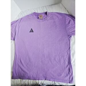 Y2k Nike ACG L Mens T Shirt Purple Logo Lilac Tee Hiking Training Outdoor Cotton